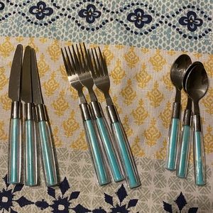 Turquoise blue silverware set
